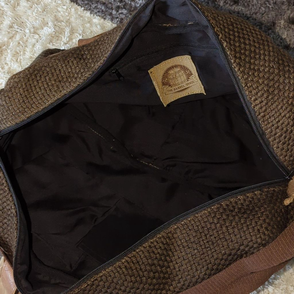 Barrel Shack Brown Mens Duffle Bag Overnight Tote Travel Bag - Picture 10 of 11